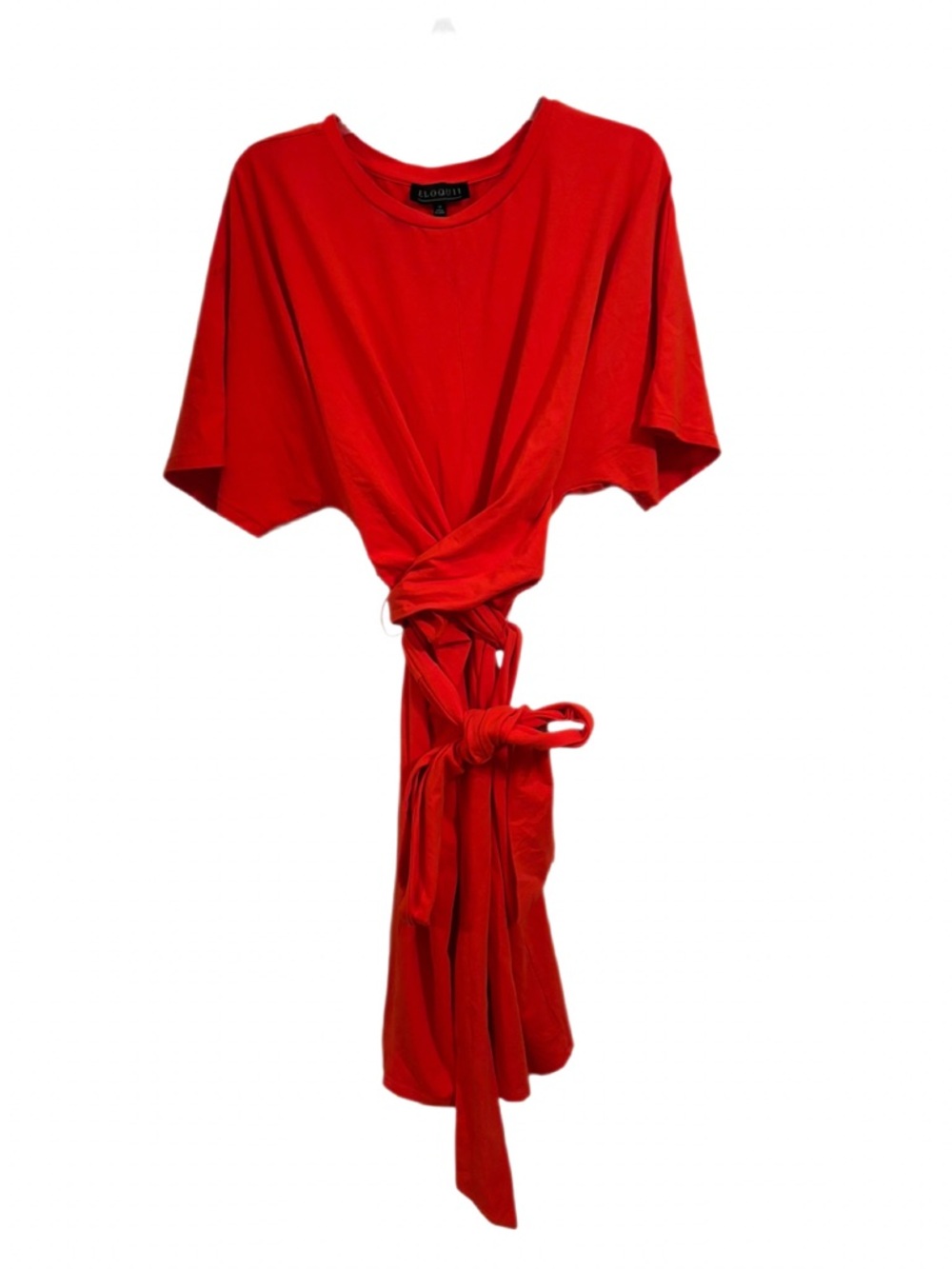 ELOQUII Cross Front Flutter Sleeve Dress – Peppery Vermillion